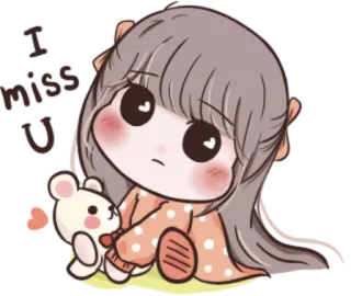 ☹️ 3fff8b4f cute, girl, bear, cartoon, sticker telegram sticker
