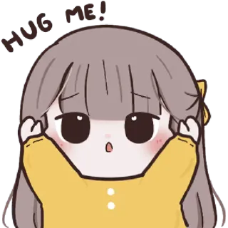 🍓 3486a101 HUG ME! Umarmung, süß, kawaii, Cartoon, Mädchen, Wunsch, flehend telegram sticker