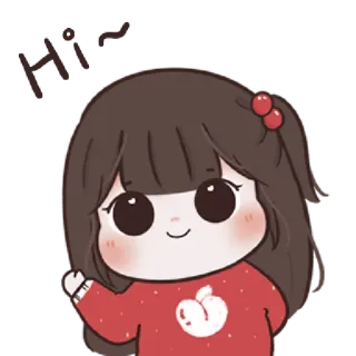 🤪 9f5eab72 Hi~ 卡通, 女孩, 可爱, 问候, 嗨 telegram sticker