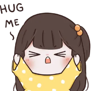 🤪 c27fe254 Hug Me 卡通, 拥抱, 可爱, 女孩, 卡哇伊, 请求 telegram sticker