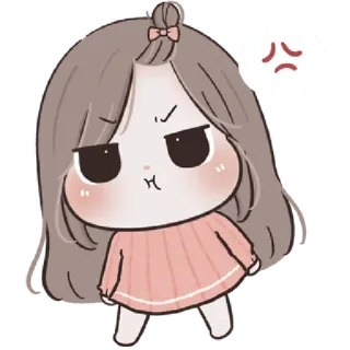 🩰 1f445973 การ์ตูน, ผู้หญิง, โกรธ, น่ารัก, จิบิ, คาวาอิ telegram sticker