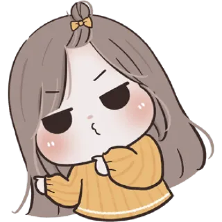 🩰 55973d1a การ์ตูน, ผู้หญิง, น่ารัก, สีหน้า, จิบิ, โกรธ telegram sticker