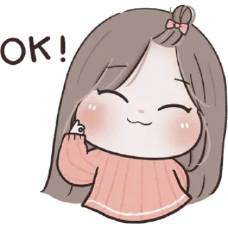 🩰 9ded70d6 OK! น่ารัก, การ์ตูน, ผู้หญิง, คาวาอิ, โอเค, ยืนยัน, เห็นด้วย telegram sticker