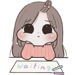 🩰 df4348fd waiting รอ, การ์ตูน, ผู้หญิง, น่ารัก, ภาพวาด telegram sticker