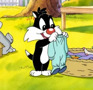 🧃 63f9696b Sylvester Looney Tunes cartoon, sylvester, cat, character, clothing telegram sticker