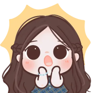 🧸 16831ba9 Dibujo animado, Chica, Lindo, Sorprendido/a, Emocionado/a, Feliz telegram sticker