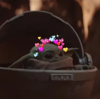 🥰 0b9d8fda Baby Yoda The Mandalorian baby yoda, grogu, the mandalorian, cute, hearts, disney, star wars telegram sticker