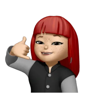 🤙 b60781af Avatar, Memoji, Orang, Gadis, Rambut merah, Telepon aku isyarat tangan telegram sticker