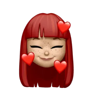 🥰 c45e96b4 emoji, cinta, hati, kartun, rambut merah, senyum telegram sticker