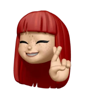🤞 eacd5e62 Emoji, Wanita, Rambut merah, Jari menyilang, Lucu, Bintik, Tersenyum telegram sticker