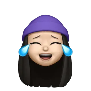 💜 0bac53ba 表情符号, 笑, 哭, 女人, 帽子, 贴纸 telegram sticker