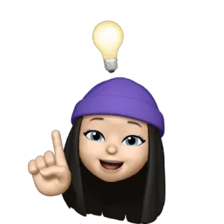 💜 3000c4e6 灯泡, 表情符号, 想法, 女人, 卡通, 聪明 telegram sticker