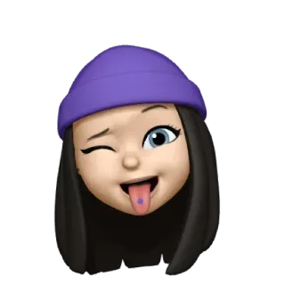 💜 3716eb46 表情符号, 女孩, 舌头, 帽子, 眨眼 telegram sticker