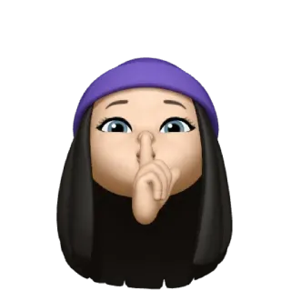💜 6a183592 表情符号, 女人, 嘘, 安静, 手指, 嘴巴 telegram sticker