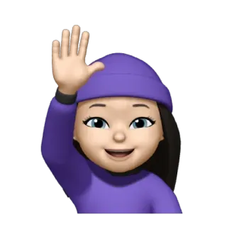 💜 7fd7f6b1 表情符号, 女人, 挥手, 问候, 紫色, 帽子, 女孩 telegram sticker