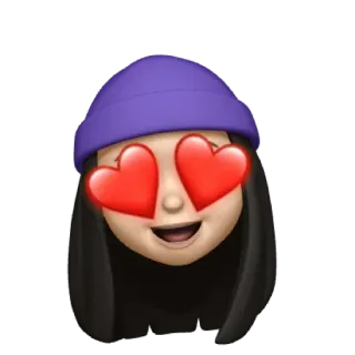 💜 87755e68 表情符号, 心形眼, 毛线帽, 女人, 爱, 可爱 telegram sticker