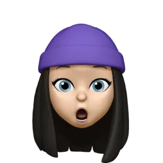 💜 8bfc2908 表情符号, 惊讶, 脸, 女人, 女孩, 帽子 telegram sticker