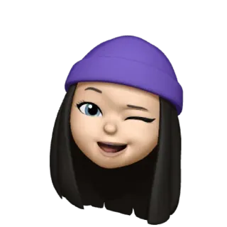 💜 9f66a503 表情符号, Memoji, 眨眼, 紫色无檐小便帽, 卡通, 头像 telegram sticker