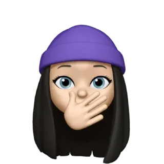 💜 ac134ab0 表情符号, 女人, 毛线帽, 捂嘴, 安静, 惊喜 telegram sticker