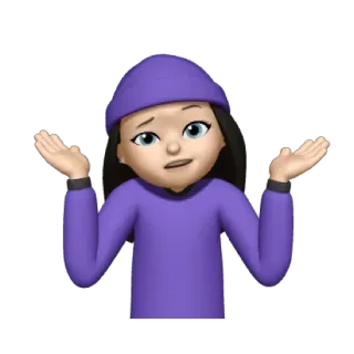 💜 c1885ea7 表情符号, 耸肩, 问题, 困惑, 不确定, 人, 女人 telegram sticker