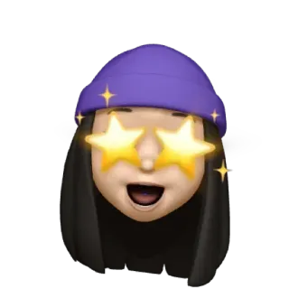 💜 e4e1f3f9 表情符号, 头像, 星星眼, 无檐小便帽, 女人 telegram sticker