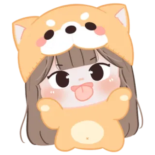 😼 e5890908 stiker, perempuan, kartun, kostum anjing, imut, ceria telegram sticker