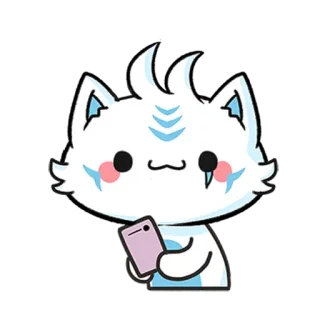 👀 84de7779 gatto, animale, carino, cartone animato, telefono, kawaii telegram sticker