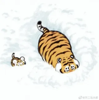 🐯 34c51a50 tijger, dier, cartoon, schattig, sneeuw, gestreept, zoogdier telegram sticker