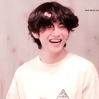 🗼 be61217c V And all for love orang, pria, merah muda, pita, tersenyum, kpop telegram sticker