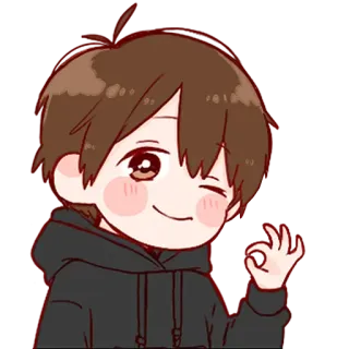 🐾 12426a48 Anime, Anak laki-laki, Mengedipkan mata, Oke, Imut, Kartun, Chibi telegram sticker