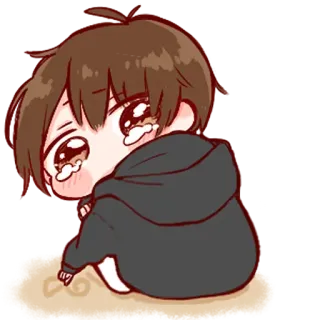 🐾 a9d1aae4 menangis, sedih, chibi, anime, anak laki-laki, kartun, kawaii, air mata telegram sticker