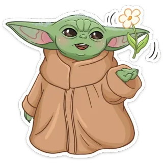 🌻 0c576d70 Grogu The Mandalorian โกรกู, เบบี้ โยดา, สตาร์ วอร์ส, เดอะ แมนดาลอเรียน, น่ารัก, ดอกไม้ telegram sticker