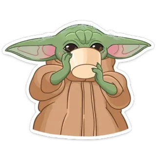 ☕️ 9cbce826 Baby Yoda เบบี้ โยดา, โยดา, สตาร์ วอร์ส, ดื่ม, น่ารัก telegram sticker