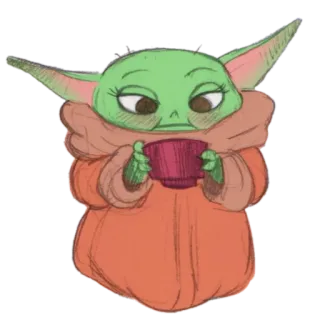 🍵 37c6035a Baby Yoda The Mandalorian Baby Yoda, The Mandalorian, Fanart, Słodkie, Kubek, Napój telegram sticker
