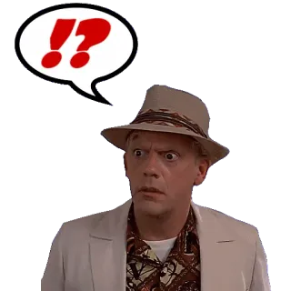 ⁉️ fe3679cc Doc Brown Back to the Future 布朗博士, 回到未来, 惊讶, 问号 whatsapp sticker