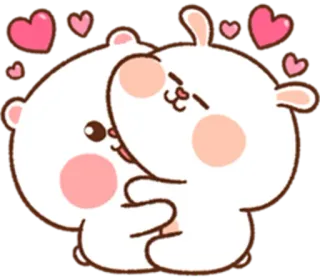 😅 11ff3bec tình yêu, ôm, dễ thương, hoạt hình, kawaii, tình cảm, trái tim telegram sticker