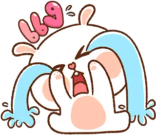 😌 16d438b1 แง khóc, buồn, hoạt hình, thỏ, ướt lệ, cảm xúc telegram sticker