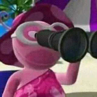 😀 b4458551 Hoạt hình, Nhân vật, Ống nhòm, Hồng, Nhìn telegram sticker