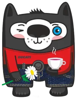 ☕ 636452e3 DUCATI 늑대, 꽃, 차, 해골, 만화, 윙크 telegram sticker