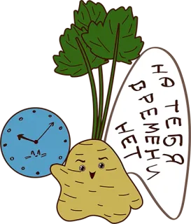 😡 737c3408 НА ТЕБЯ ВРЕМЕНИ НЕТ! seledri, jam, kartun, lucu, teks, Rusia telegram sticker