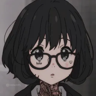 🖤 24180815 baby Anime, Meisje, Bril, Tatoeage, Illustratie whatsapp sticker