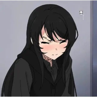 🖤 5ea3f0e9 anime meisje, zwart haar, illustratie, cartoon, vrouw whatsapp sticker