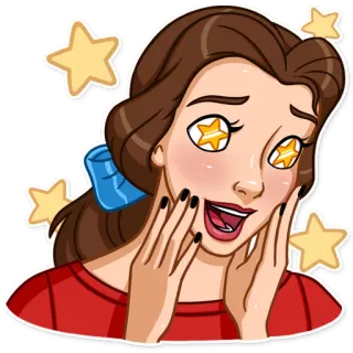🤩 4876b0a0 Belle 贝儿, 迪士尼, 美女与野兽, 卡通, 星星, 兴奋 telegram sticker