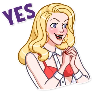 👍 7b222ad7 YES 女人, 金发, 是, 同意, 贴纸 telegram sticker