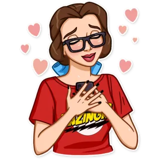 😍 7e9399d6 AMAZING! 女人, 爱心, 眼镜, 惊艳, 卡通, 贴纸 telegram sticker