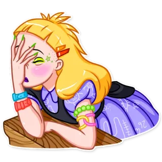 🤦‍♀️ 88a7ad8b 贴纸, 女孩, 金发, 捂脸, 卡通, 插画 telegram sticker