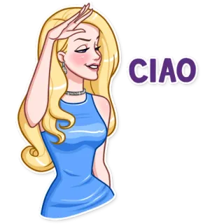 👋 c66109c7 CIAO 女人, 金发, 再见, 问候, 致敬, 意大利语 telegram sticker