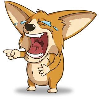 😂 5d51b979 dog, corgi, laughing, crying, emotion, pointing telegram sticker