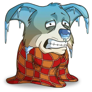 ❄ fcb8be1f dog, cold, ice, winter, sad, blanket telegram sticker