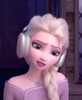 🧏‍♀ 1b60c417 Elsa Frozen 엘사, 겨울왕국, 디즈니, 헤드폰, 만화 telegram sticker